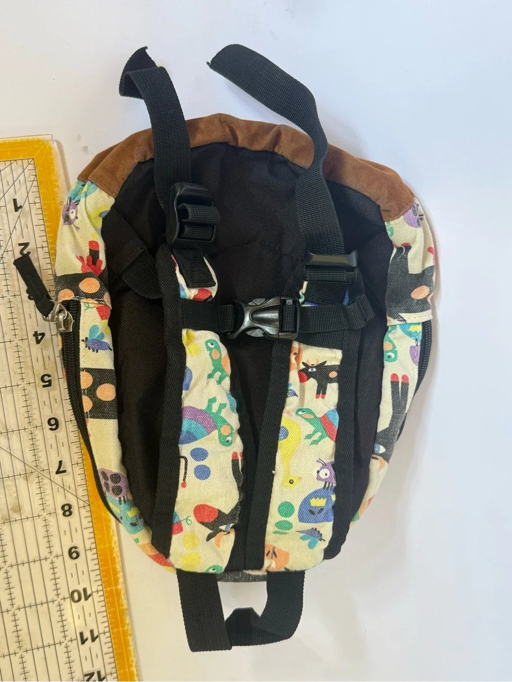 Kids Multicolor Animal Print Backpack - Cream